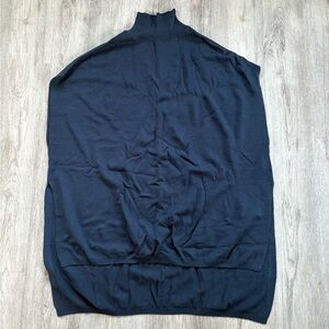 Massimo Dutti Dark Blue Turtleneck Sweater Poncho